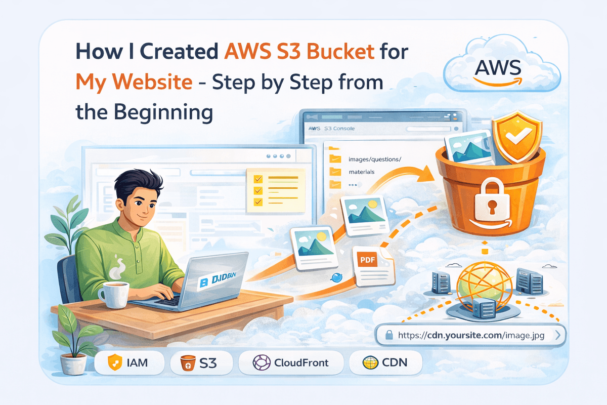 কীভাবে আমি আমার ওয়েবসাইটের জন্য AWS S3 Bucket তৈরি করলাম — একদম শুরু থেকে ধাপে ধাপে