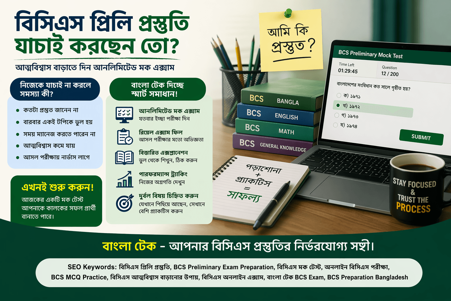 বিসিএস প্রিলি প্রস্তুতি যাচাই করছেন তো? আত্মবিশ্বাস বাড়াতে দিন আনলিমিটেড মক এক্সাম