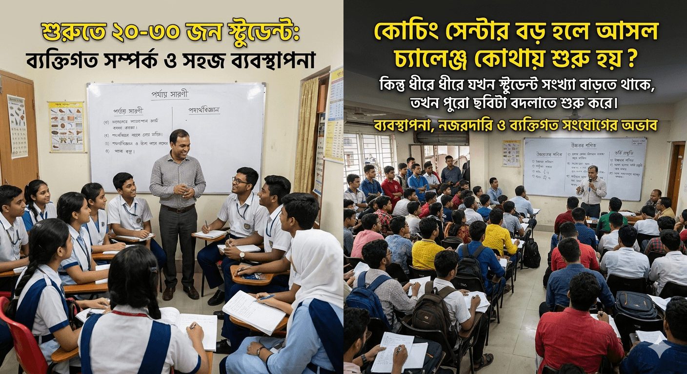 কোচিং সেন্টার বড় হলে আসল চ্যালেঞ্জ কোথায় শুরু হয়?