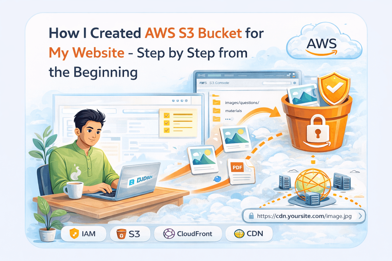 কীভাবে আমি আমার ওয়েবসাইটের জন্য AWS S3 Bucket তৈরি করলাম — একদম শুরু থেকে ধাপে ধাপে