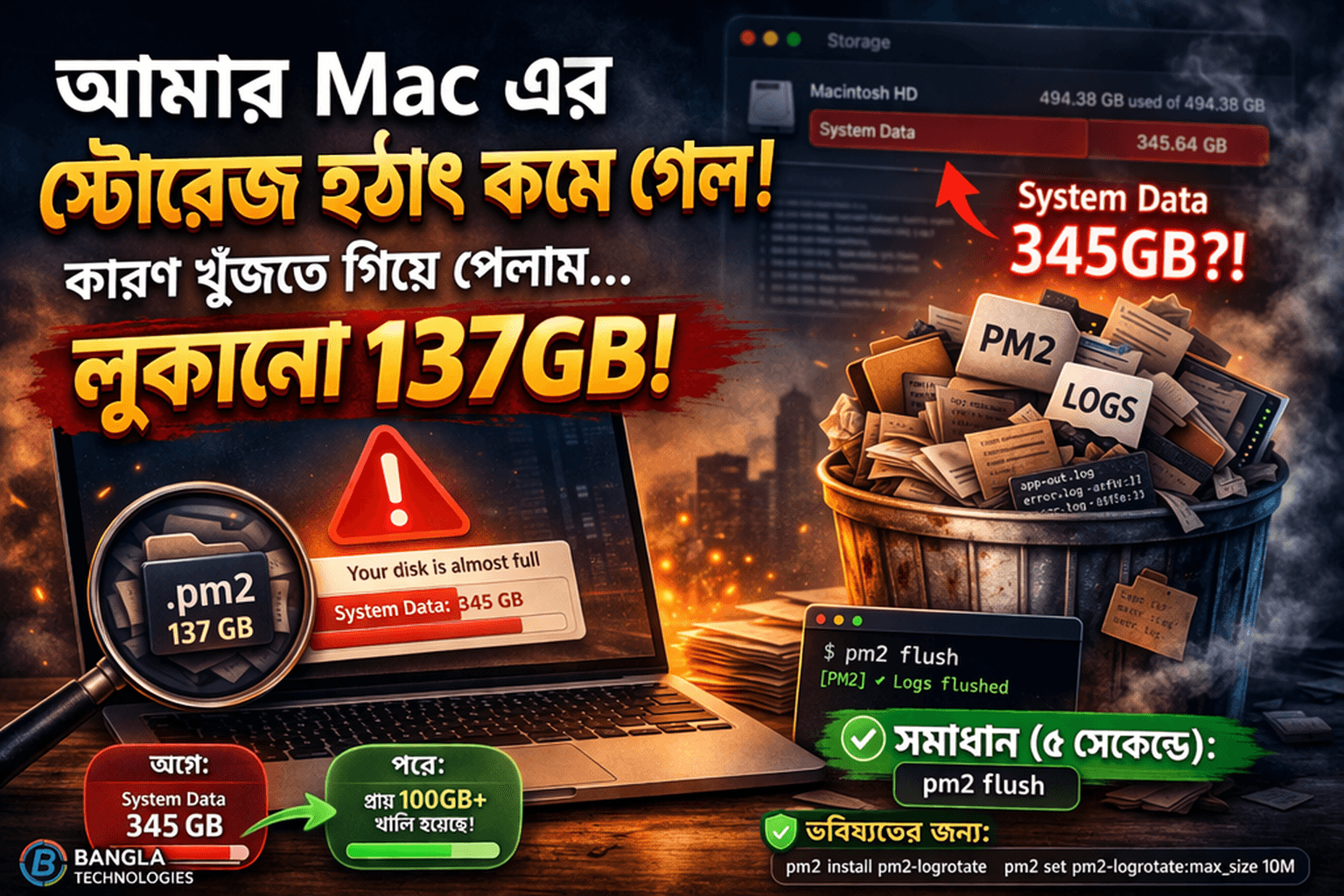 Mac Storage Full? লুকানো ১৩৭GB খুঁজে পাওয়ার গল্প