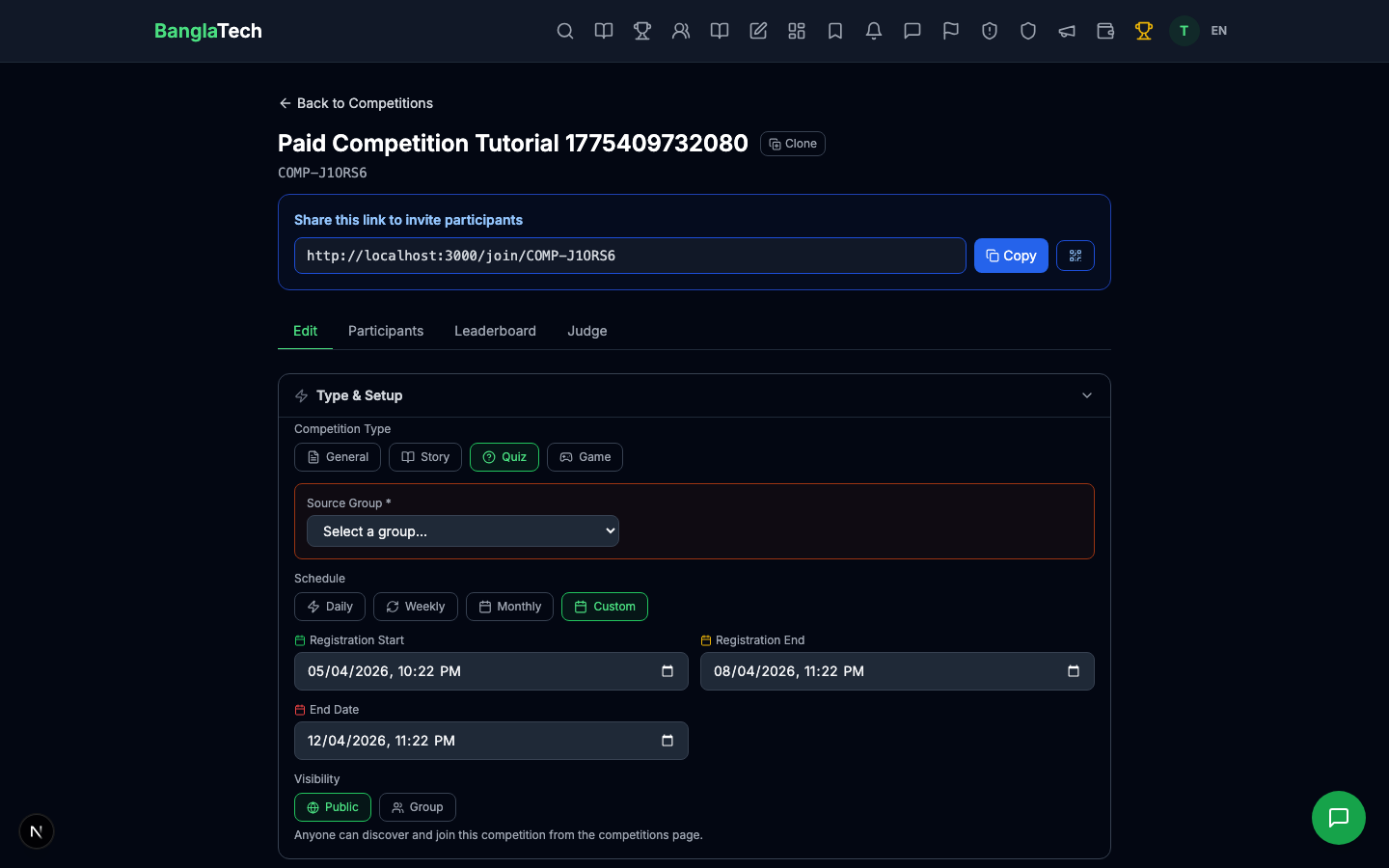Admin paid competition detail
