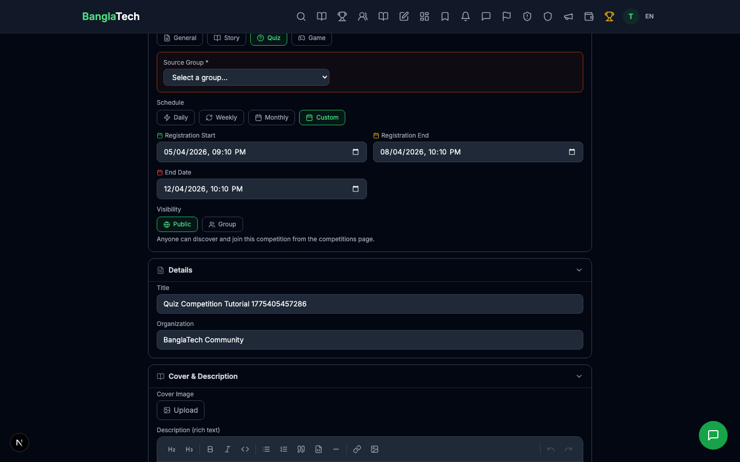 Admin participants list