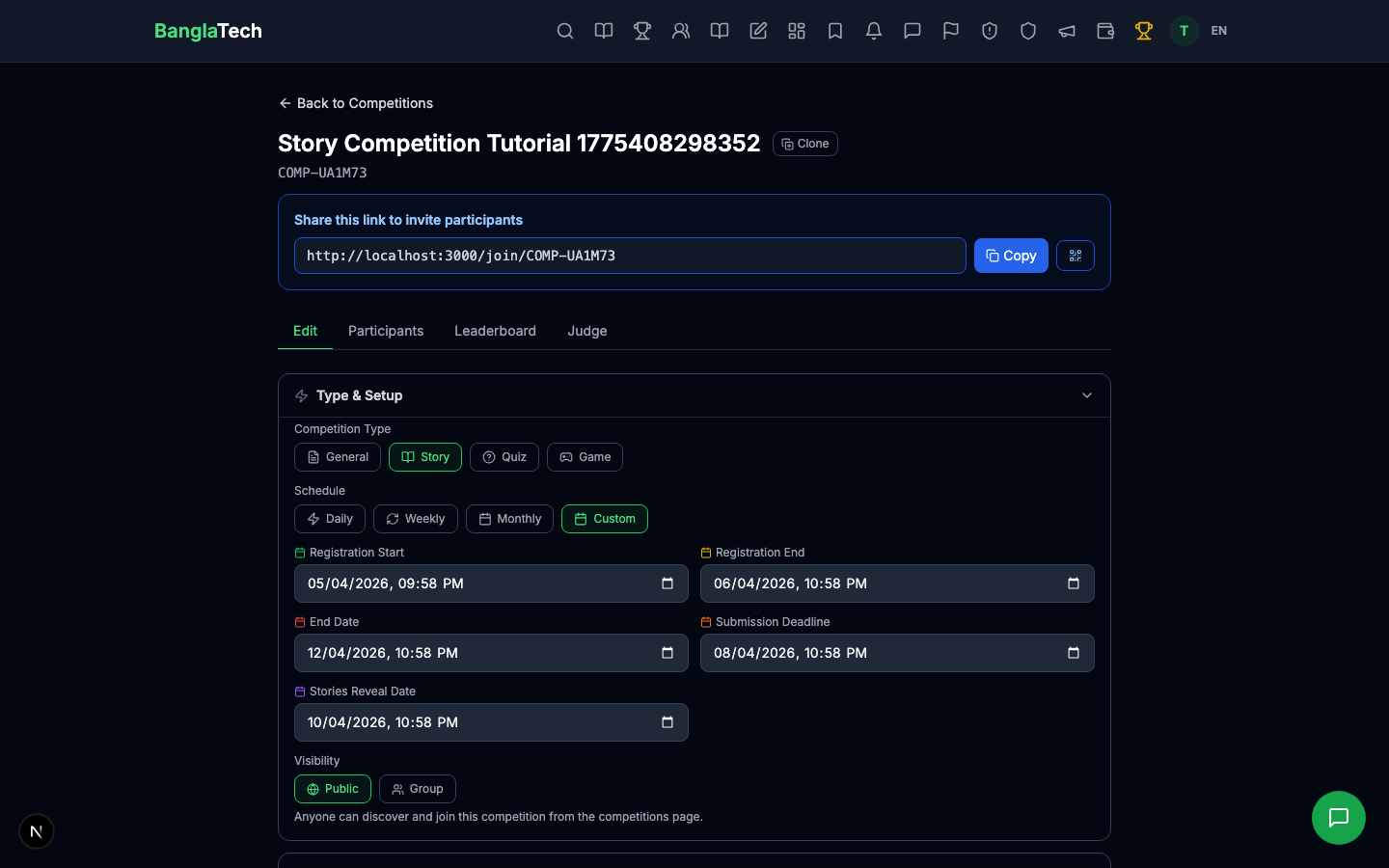 Admin story competition detail