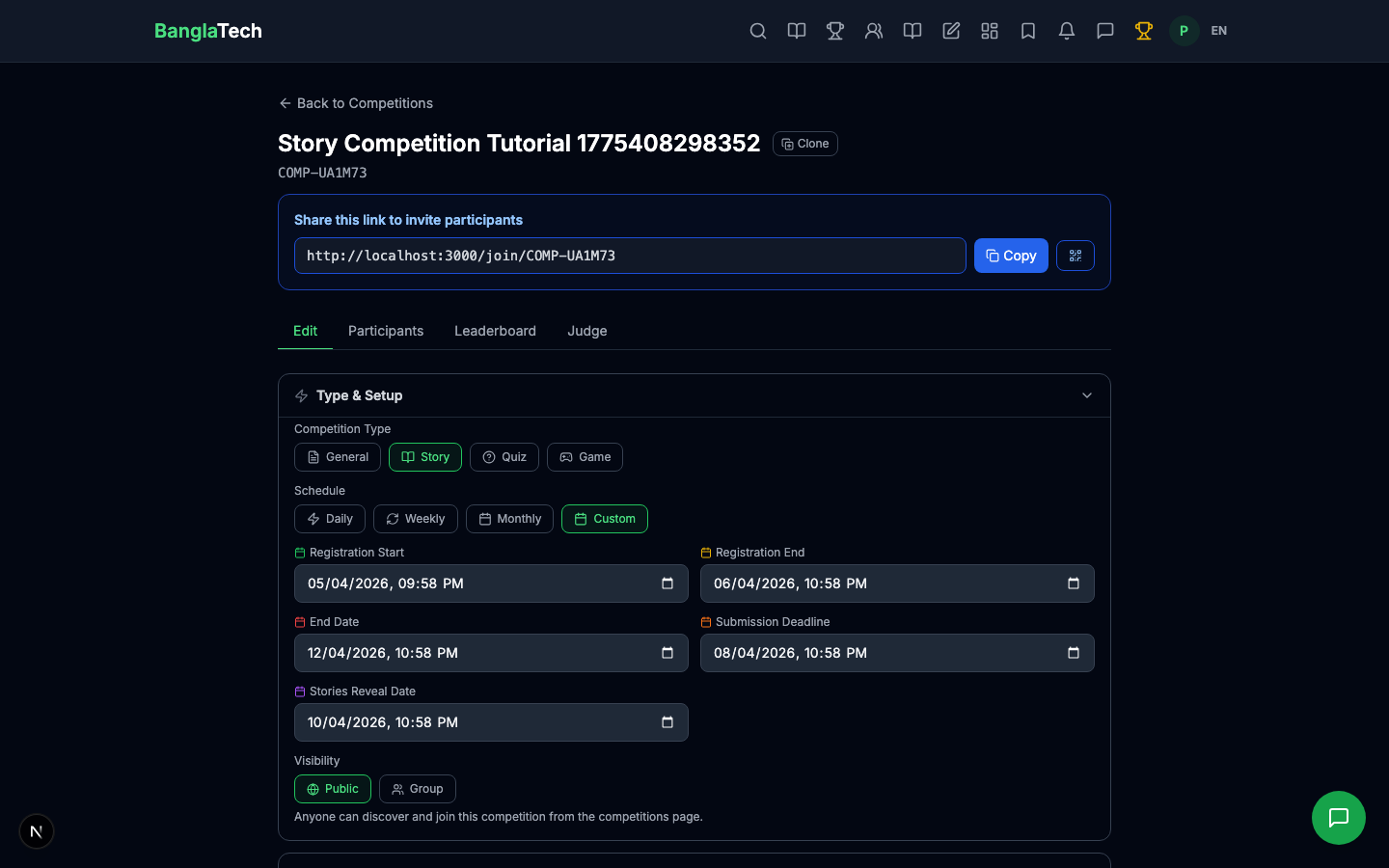 Judge competition view